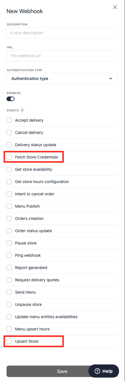 Webhook configuration